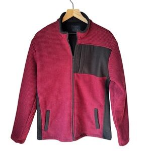 Craft And Flow Nomad Men’s Mock Neck Waffle Knit Jacket- Burgundy Red Size M